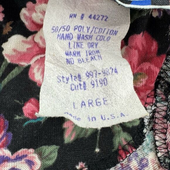 Vintage Forenza Floral Dress Large Puff Sleeve Drop Waist 80s Midi Made USA - Picture 4 of 9